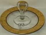 Ornate Gold Gilded Serving Platter W/Center Handle