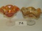 Vintage Merigold/Orange Carnival Glass Clear Footed Compotes