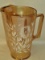 Vintage Irridescent Marigold Hand-Painted Floral & Leaf Pitcher