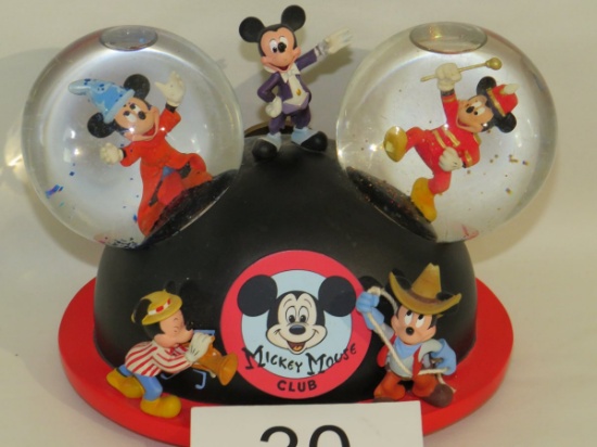 Large Disney Musical Mickey Mouse Club Resin Hat W/Snow Globe Ears
