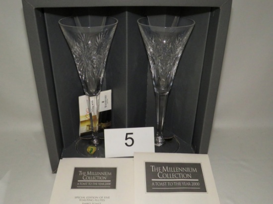 2000 Waterford Crystal Cut Crystal Toasting  Flutes