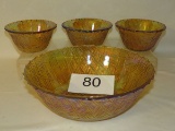 Vintage Carnival Glass Basket Weave  9