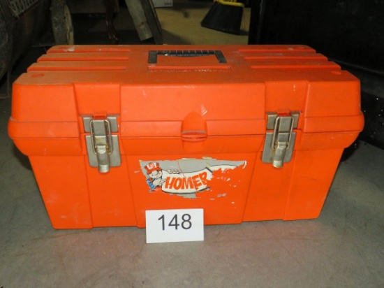 Plastic 19" HOMER Toolbox W/Assorted Hardware & Hand Tools