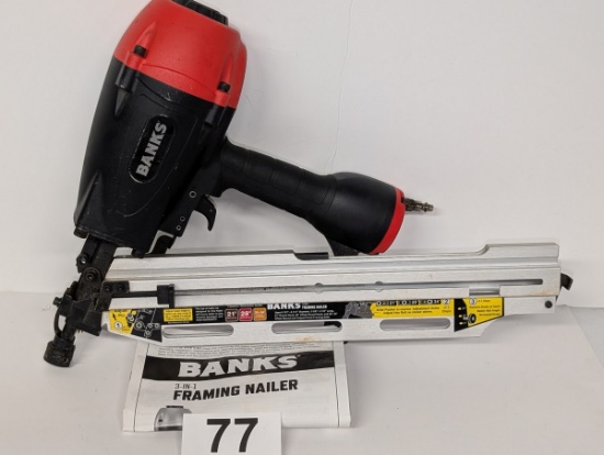 BANKS 3-In-1 Framing Air Nailer #70924 W/Box & Manual