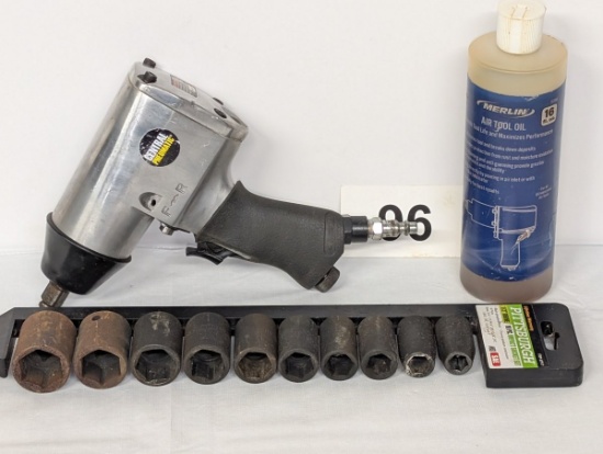 CENTRAL PNEUMATIC 1/2" Air Impact Wrench W/10pc 1/2" Drive Impact Socket Set