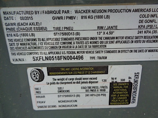 2015 WACKER NEUSON LTN8 Light Plant, s/n 24269739, Kubota diesel (Meter Rea