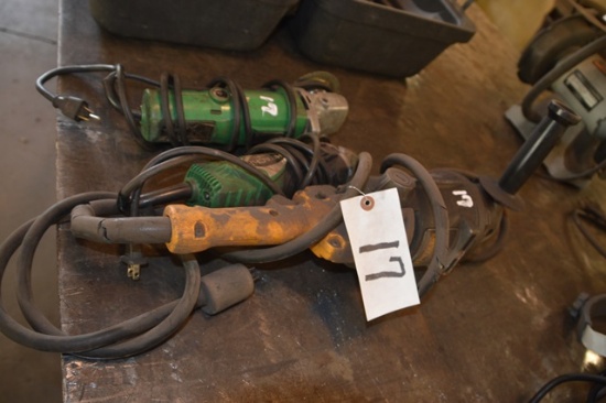 (2) HITACHI and (1) DEWALT Angle Grinders (One Not Running) (INDIANA)