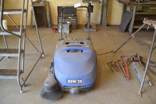 CLARKE BSW28 Walk Behind Battery Powered Sweeper, s/n 072921010, with onboa