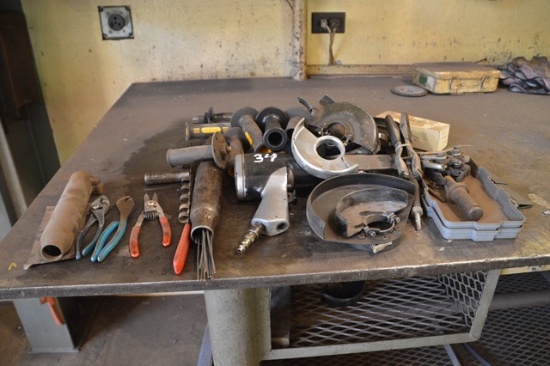 Metal Shop Table, with vise, electric, and assorted tools (INDIANA)