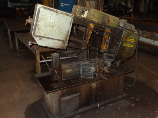 HYD-MEC S-20 Metal Cutting Band Saw, s/n 21087911, with (3) roller tables (