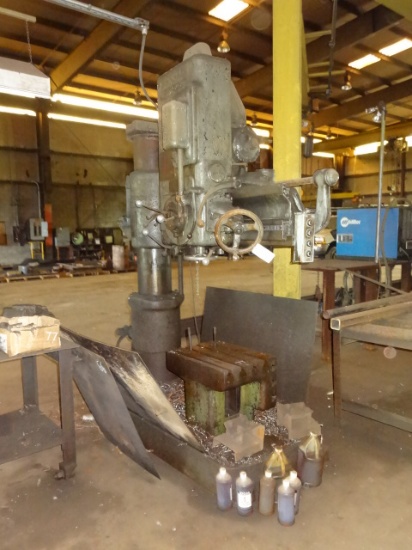 CINCINNATI BICKFORD 2E Drill Press, s/n 254, with vise, metal bench, and bi