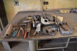 Metal Shop Table, with vise, electric, and assorted tools (INDIANA)