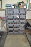 Rolling Shelf, with parts bins and contents (In Tool Room) (BUYER MUST LOAD