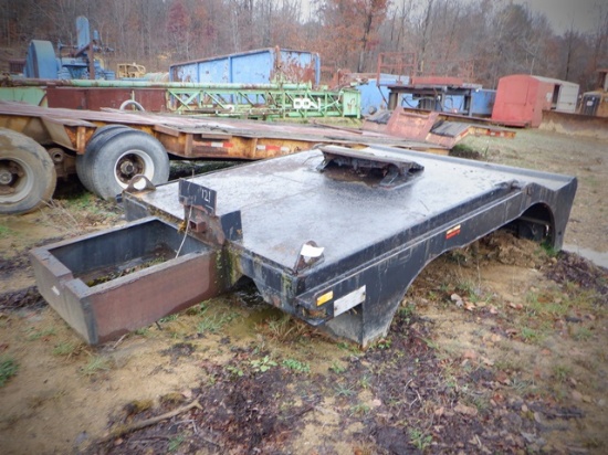 Tandem Axle Winch Tractor Bed, with tail roller, 5th wheel, and winch stand