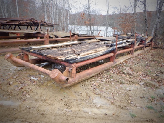 35'x7'10" Pipe Boat, equipped with tapered wood deck, 8" pipe skids, stake