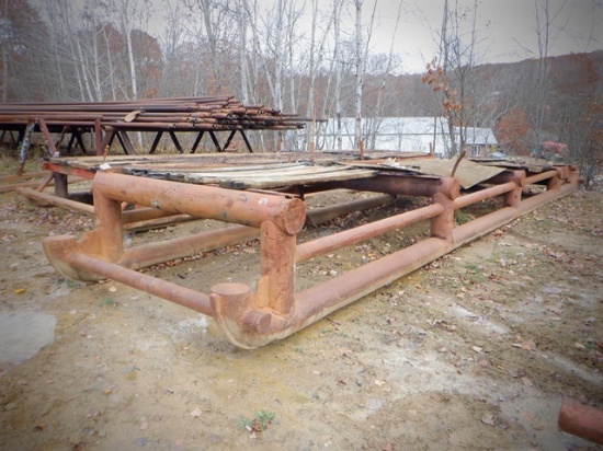 32'x7'6" Pipe Boat, equipped with tapered wood deck, 8" pipe skids, stake p