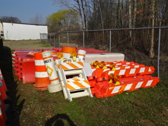 (18) Water Filled Barricades, Cones, and Safety Equipment