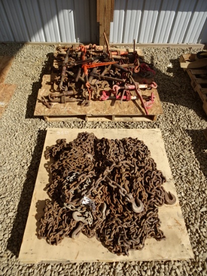 (3 Pallets) Chain, Binders, Ratchet Straps