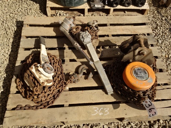 (3 Pallets) Come-A-Longs and Chain Hoists