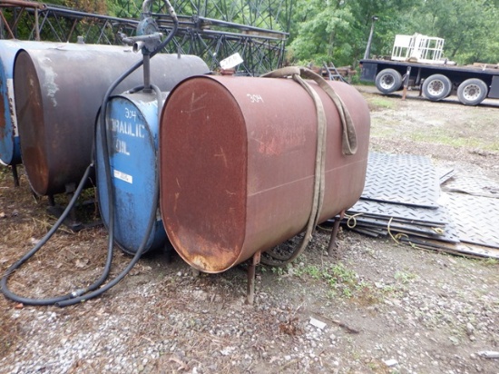 (2) 275 Gallon Steel Tanks, (1) with manual pump