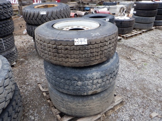 (3) 385/65R22.5 Tires and Rims