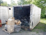 14' Aluminum Van Body and Contents, including corrugated pipe fittings, plastic splice covers, and