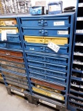 (3) 4-Drawer Parts Bins, with stand and contents (BUYER MUST LOAD)