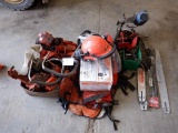Chain Saw Accessories: sharpener; bar vises; protective headgear; motor parts; and bars