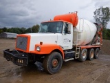1999 VOLVO Model WG64 Tri-Axle Rear Discharge Mixer Truck, VIN# 4VHJCBUF3XN868502, powered by
