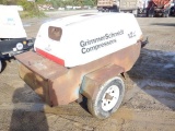 GRIMMER SCHMIDT 125CFM Portable Air Compressor, s/n 125112120, powered by 8 cylinder gas