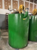 500 Gallon Vertical Lube Tank, with pneumatic pump and hose reel (1/8 Full of 15W-40 Oil - BUYER