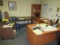 (2) Wood Desks and Chairs, Table, and Bookshelf (BUYER MUST LOAD)