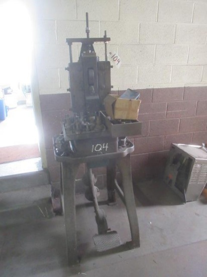 EXCELSIOR Manual Punch Press, pedal operated, with cabinet and contents of dies (BUYER MUST LOAD