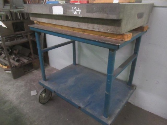 Granite Surface Plate, 24"x36:x6:, on shop cart