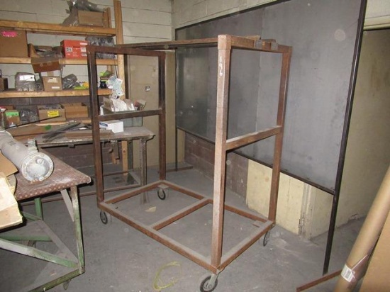 (3) Rolling Carts, (5) Steel Tables, and Contents of Wood Shelf
