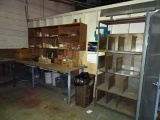 Shop Bench, (3) Racks, and Contents