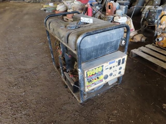 GENERAC 15,000 Watt, 22,500 Surge Watt Generator, s/n 004581, 30HP gas (Runs Rough - No Electric)