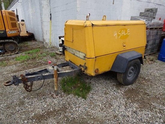 INGERSOLL RAND Model P185WJD, 185CFM Portable Air Compressor, s/n unknown, powered by JD 4 cylinder