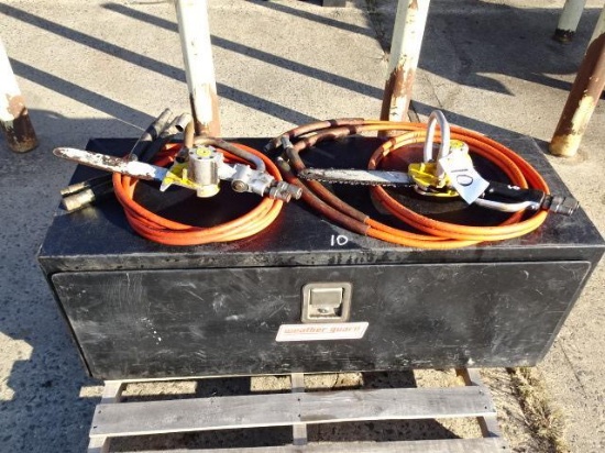 (2) Hydraulic Chain Saws and KNAACK Weather Guard Tool Box