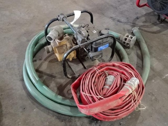 DAYTON 2" Centrifugal Pump, Briggs & Stratton 3.5HP, with suction and discharge hose