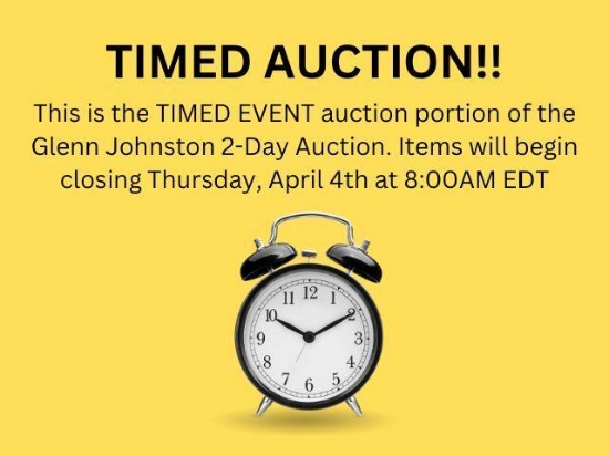 This is the TIMED EVENT auction portion of the Glenn Johnston 2-Day Auction. Items will begin to