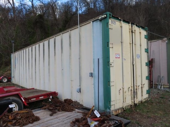 8' x 40' Aluminum Storage Container, with lights, shelving, and contents (McKeesport) (Caraco)