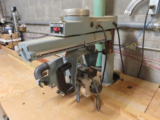 DELTA 438-02-314-2067, 10" Radial Arm Saw, s/n 5PK56B3409EP, single phase electric, 24" throat, 18'