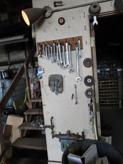 Combination Wrenches, Grinding Wheels, Belts, and Miscellaneous (Contents of Wall) (BUYER MUST LOAD)