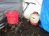 REDMAX Battery Operated 4 Gallon Backpack Sprayer and Rotary Spreader