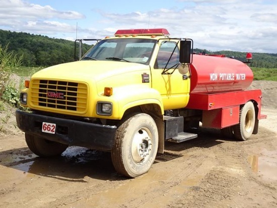 2002 GMC Model C6500 Single Axle Water Truck, VIN# 1GDJ7H1E02J900270, powered by V-8 gas engine and