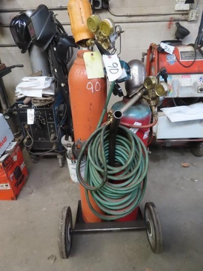 Oxygen Acetylene torch Cart, with bottles and hoses