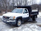 2004 GMC Model 3500, 4x4 Single Axle Dump Truck, VIN# 1GDJK34284E271243, powered by Duramax diesel