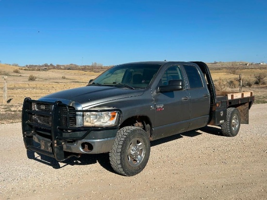 2008 DODGE Model 2500HD SXT, 4x4 Crew Cab Flatbed Truck, VIN# 3D7KS28A78G189738, powered by Cummins