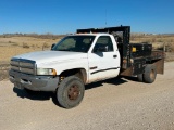 2000 DODGE Model 3500SLT, 4x4 Flatbed Truck, VIN# 3B6MF3666YM228904, powered by Cummins diesel